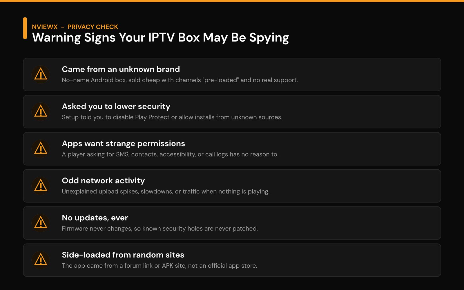 Can IPTV Box Spy on You? Warning signs an IPTV box is spying on you, including strange permissions and odd network activity
