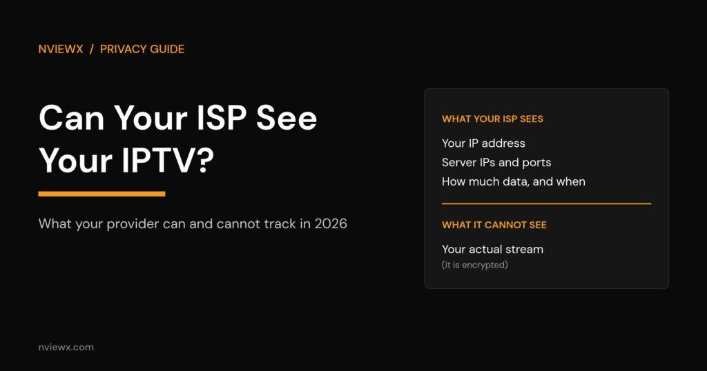 Can your ISP see your IPTV - Nviewx privacy guide cover showing what an ISP can and cannot track
