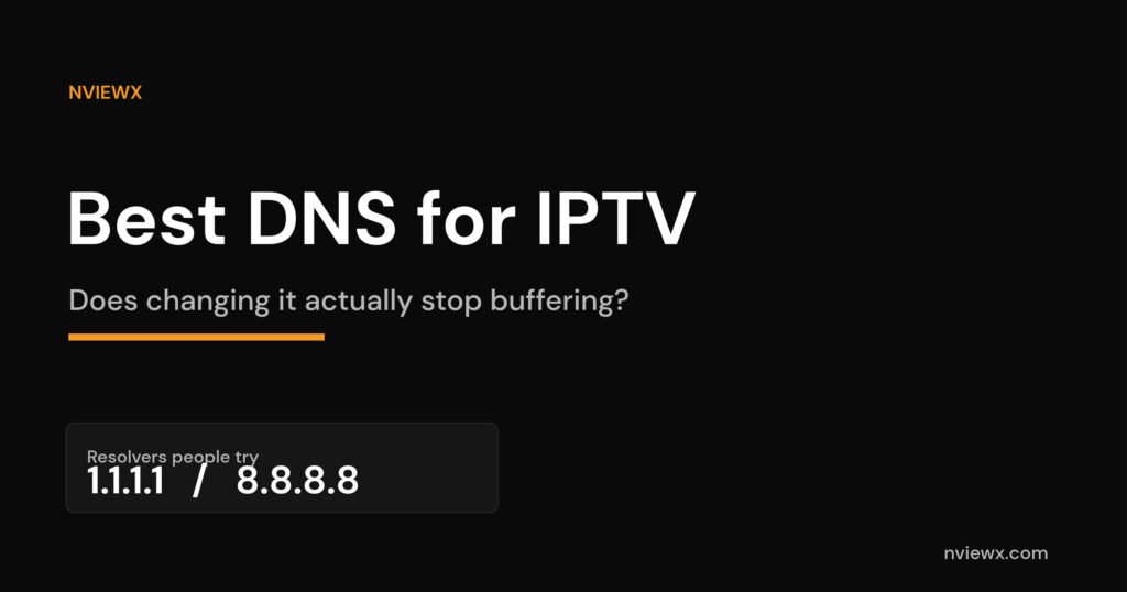 Best DNS for IPTV hero graphic asking does changing DNS stop buffering